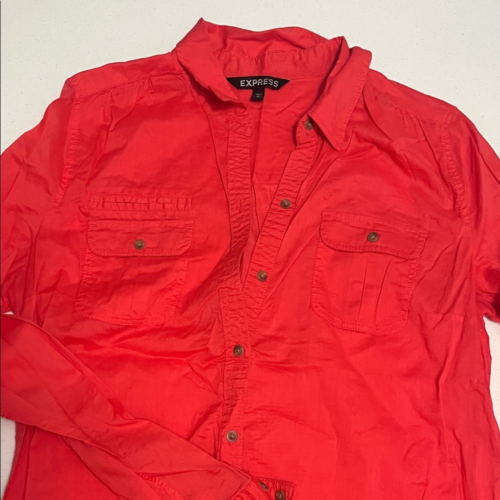 Express Scarlet Button-Down Shirt